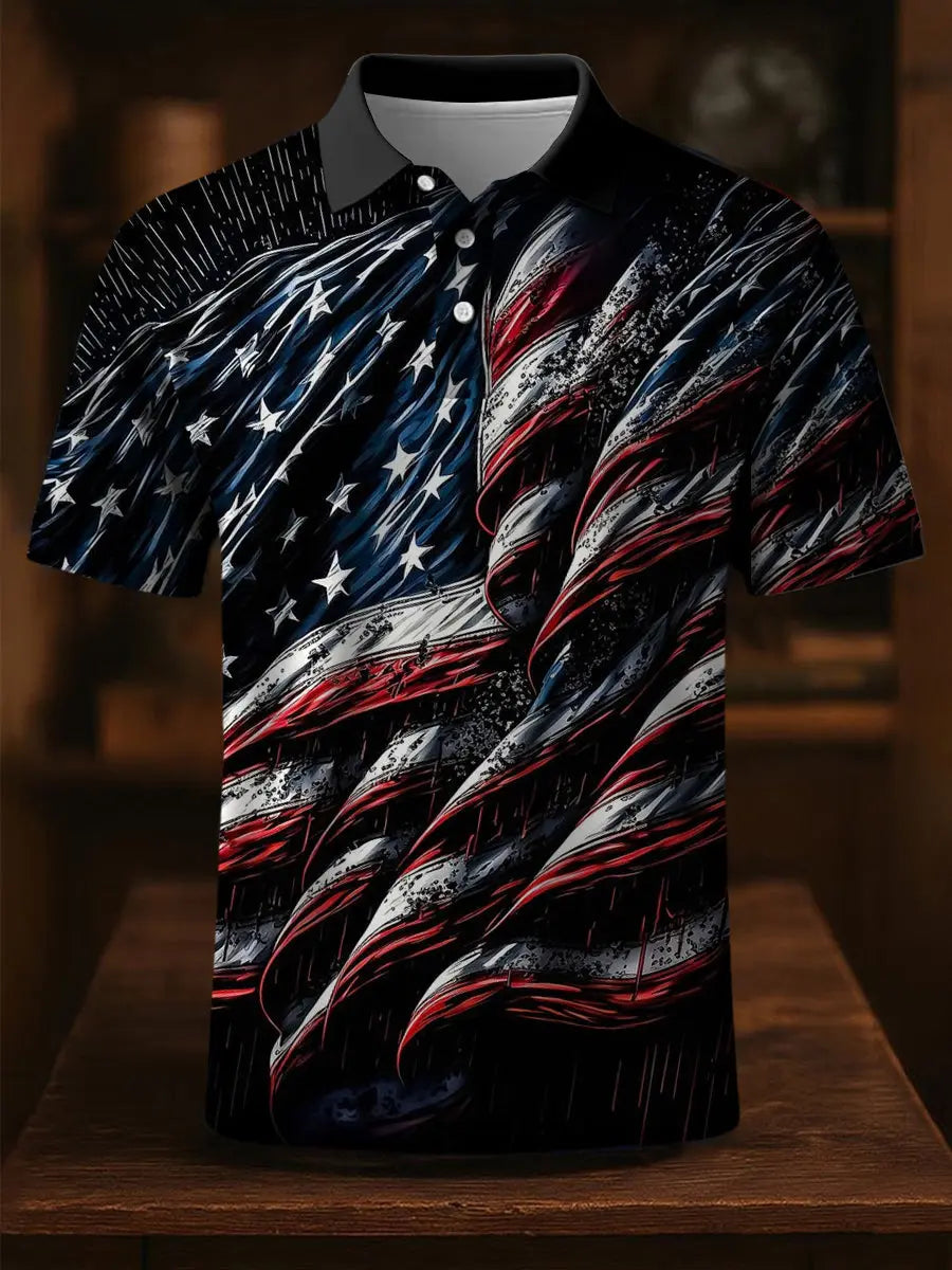 USA Flag Polo Shirt Patriotic Gift for Independence Day Fans Short Sleeve Top Men's Wear USA Flag Polo Shirt Patriotic Gift for Independence Day Fans Short Sleeve Top Men's Wear