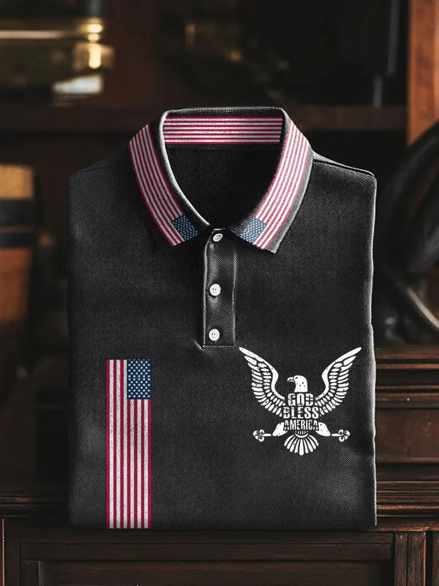 USA Flag Polo Shirt with Patriotic Eagle Design Perfect 4th of July Gift for American Pride USA Flag Polo Shirt with Patriotic Eagle Design Perfect 4th of July Gift for American Pride