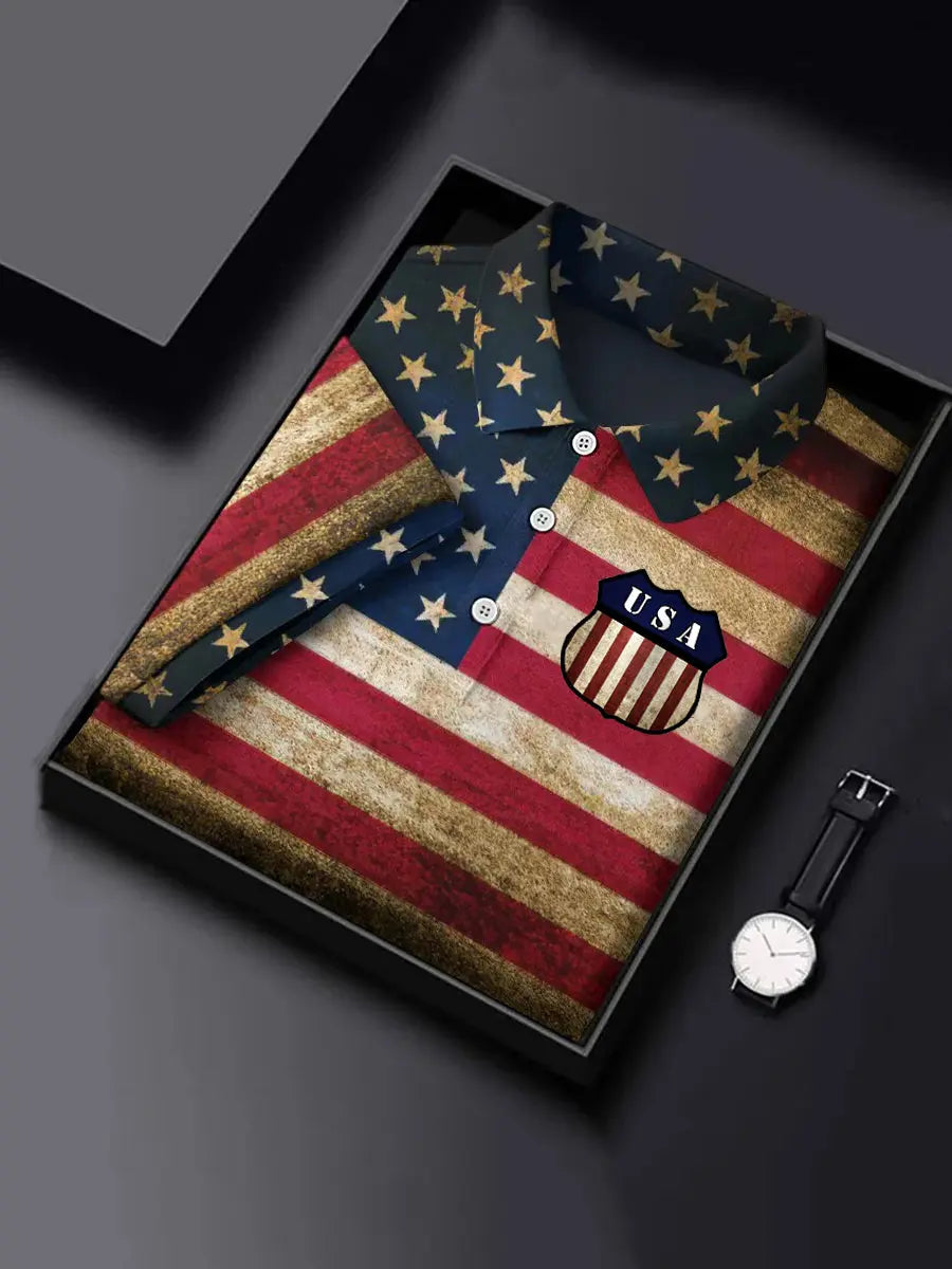 USA Flag Polo Shirt with Stars Best Patriotic Gift for American Pride Fans Short Sleeve USA Flag Polo Shirt with Stars Best Patriotic Gift for American Pride Fans Short Sleeve