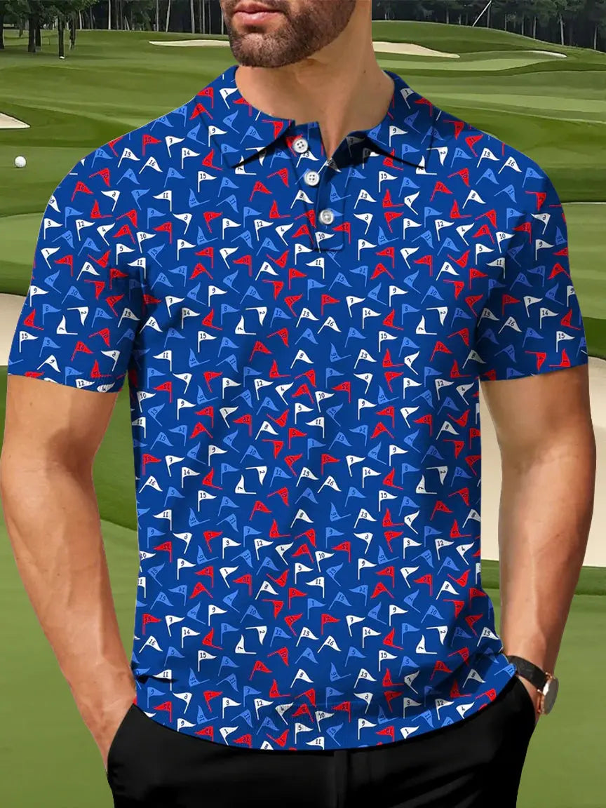 USA Flag Print Men's Golf Shirt Patriotic 4th of July Gift for Golf Enthusiasts USA Flag Print Men's Golf Shirt Patriotic 4th of July Gift for Golf Enthusiasts