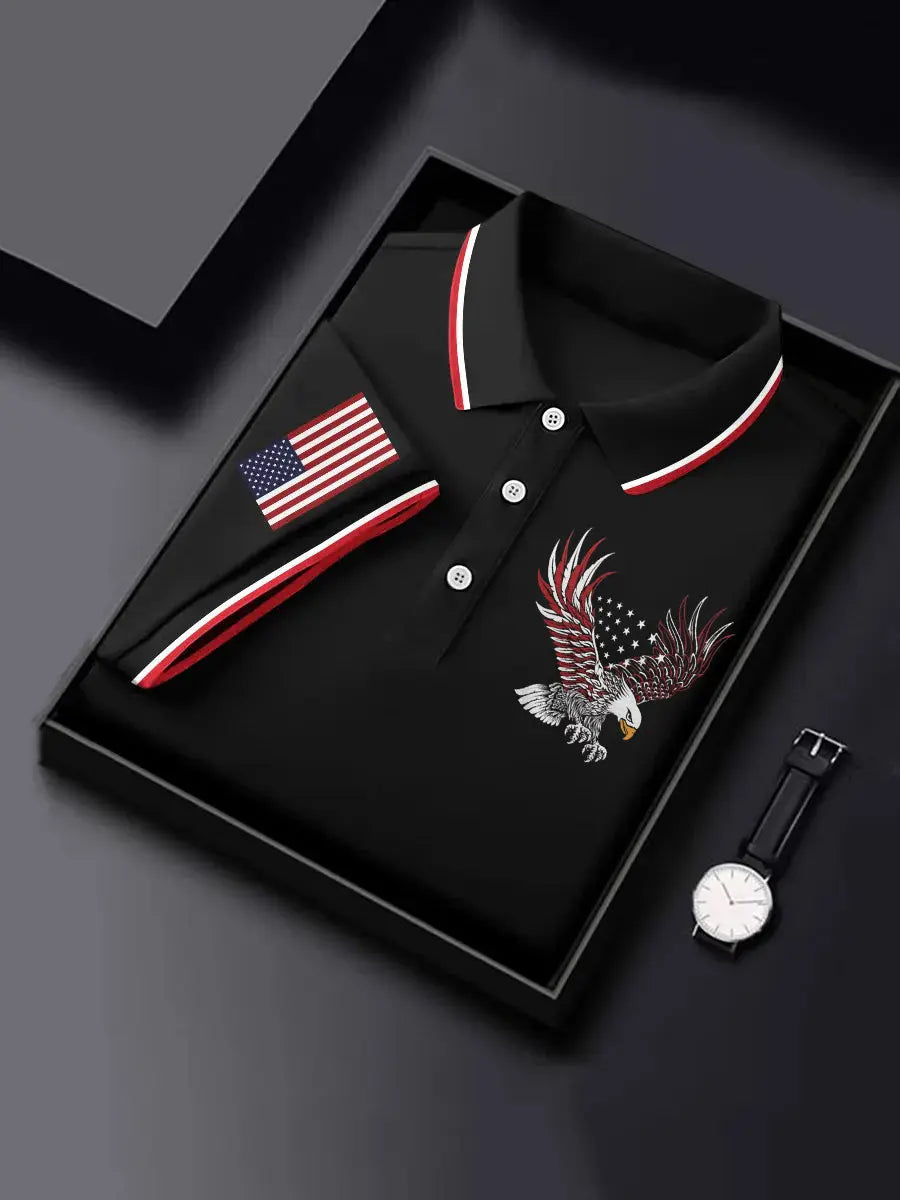 USA Flag Short Sleeve Polo Shirt Patriotic Gift for American Pride Supporters USA Flag Short Sleeve Polo Shirt Patriotic Gift for American Pride Supporters