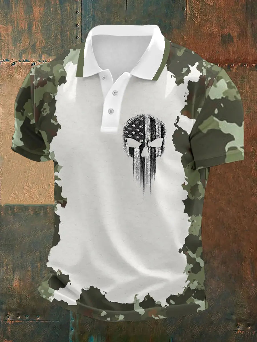 USA Flag Skull Polo Shirt Patriotic Men's Top for Independence Day Gift for Fans USA Flag Skull Polo Shirt Patriotic Men's Top for Independence Day Gift for Fans