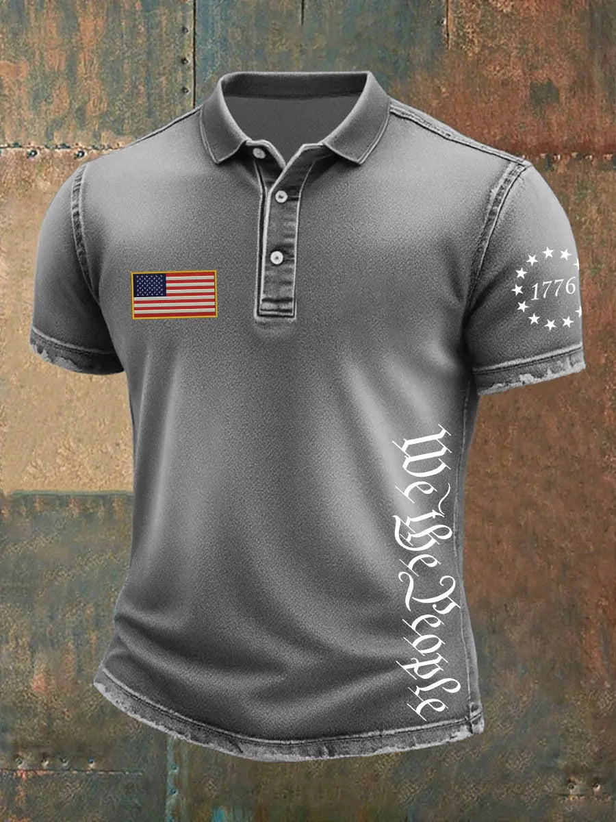 USA Independence Day Denim Print Polo Shirt Patriotic Gift for American Pride Supporters USA Independence Day Denim Print Polo Shirt Patriotic Gift for American Pride Supporters