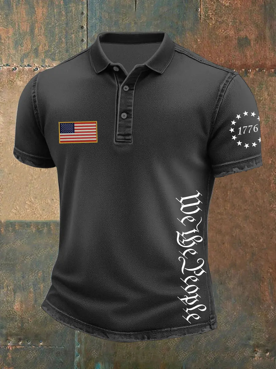 USA Independence Day Denim Print Polo Shirt Patriotic Gift for American Pride Supporters USA Independence Day Denim Print Polo Shirt Patriotic Gift for American Pride Supporters