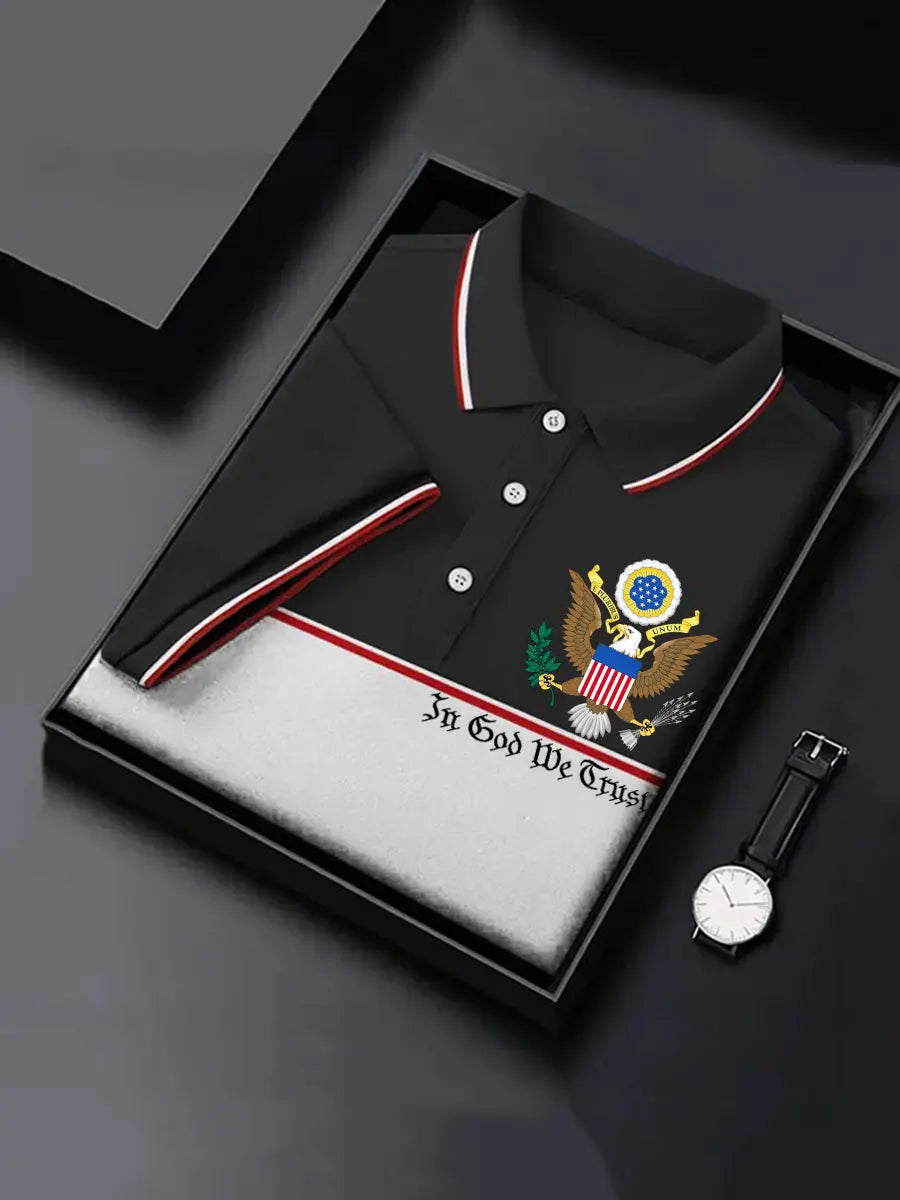 USA Patriotic Polo Shirt In God We Trust Short Sleeve Gift for American Pride Fans USA Patriotic Polo Shirt In God We Trust Short Sleeve Gift for American Pride Fans