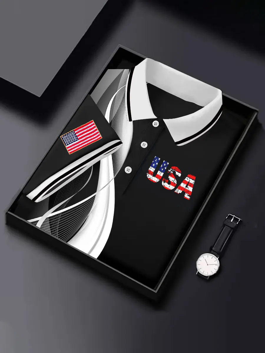 USA Patriotic Polo Shirt Men's Independence Day Short Sleeve Gift for American Pride USA Patriotic Polo Shirt Men's Independence Day Short Sleeve Gift for American Pride