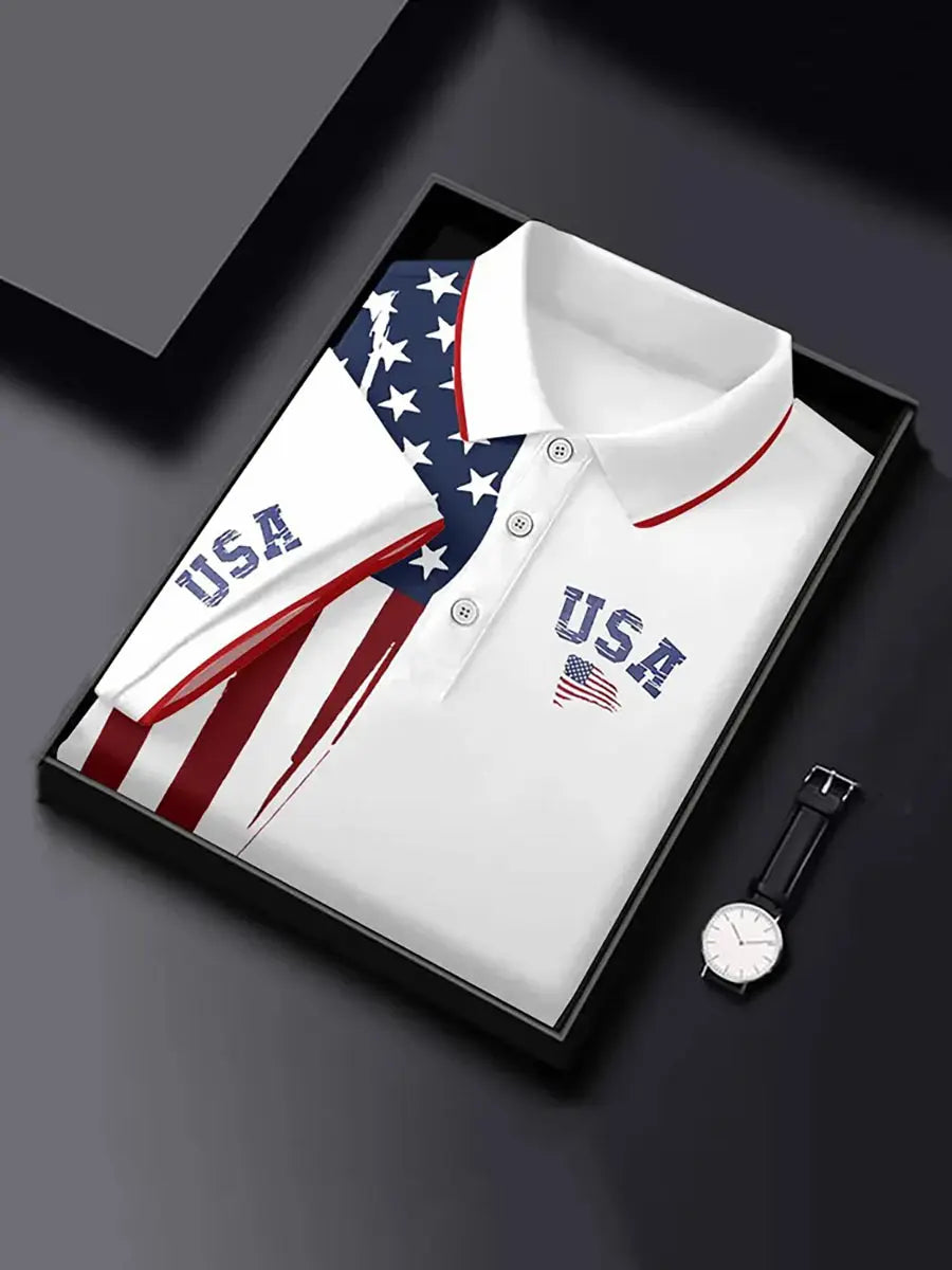 USA Patriotic Short Sleeve Polo Shirt Best Gift for American Pride Supporters USA Patriotic Short Sleeve Polo Shirt Best Gift for American Pride Supporters