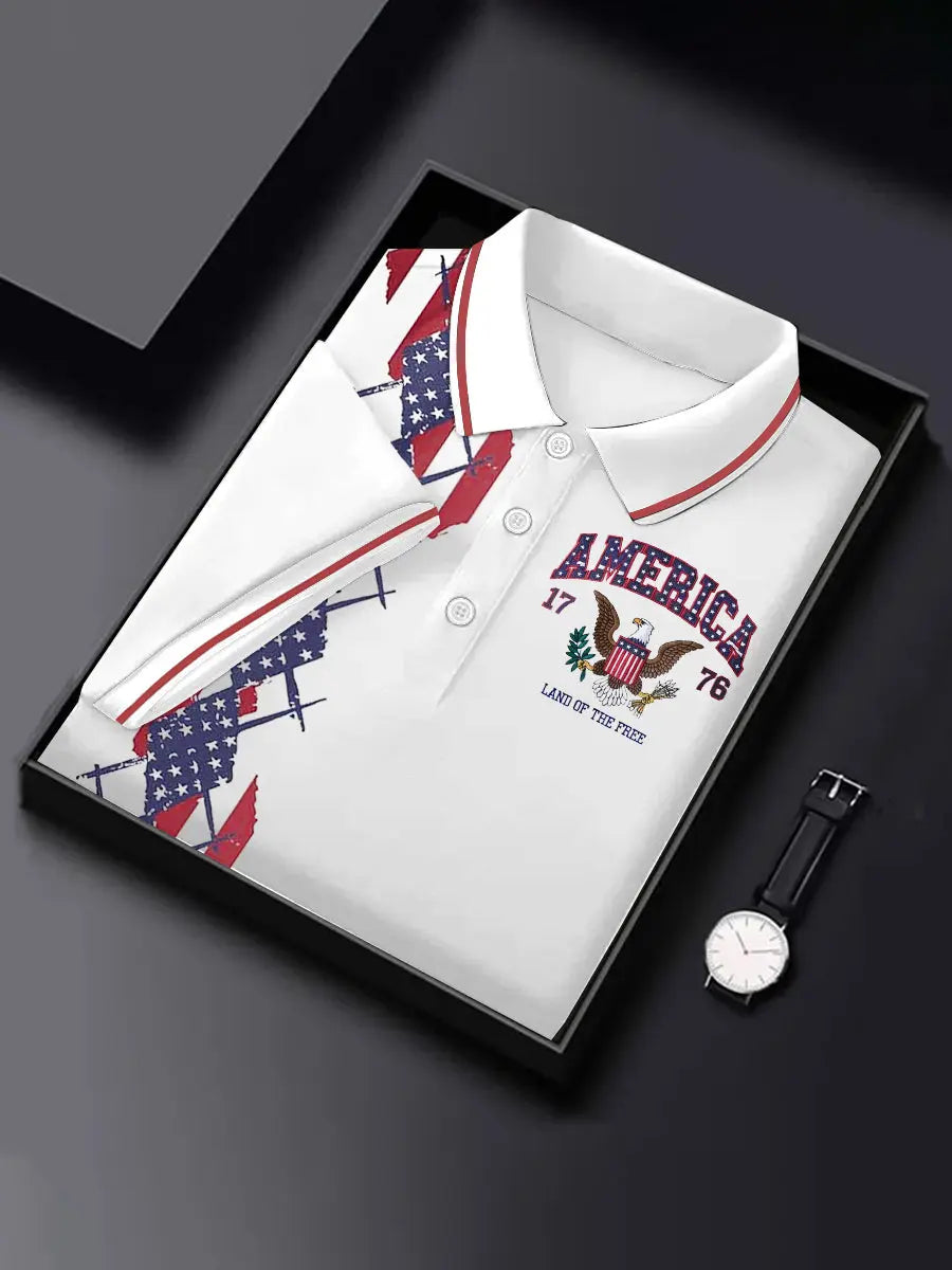 USA Polo Shirt Patriotic Gift for America Supporters Short Sleeve Men's Apparel 1776 Theme USA Polo Shirt Patriotic Gift for America Supporters Short Sleeve Men's Apparel 1776 Theme