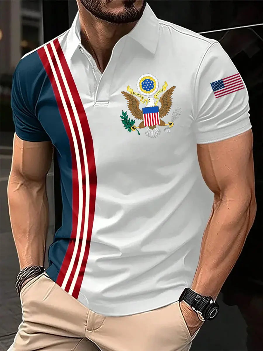 USA Polo Shirt Patriotic Men's Short Sleeve Gift for American Pride Supporters USA Polo Shirt Patriotic Men's Short Sleeve Gift for American Pride Supporters