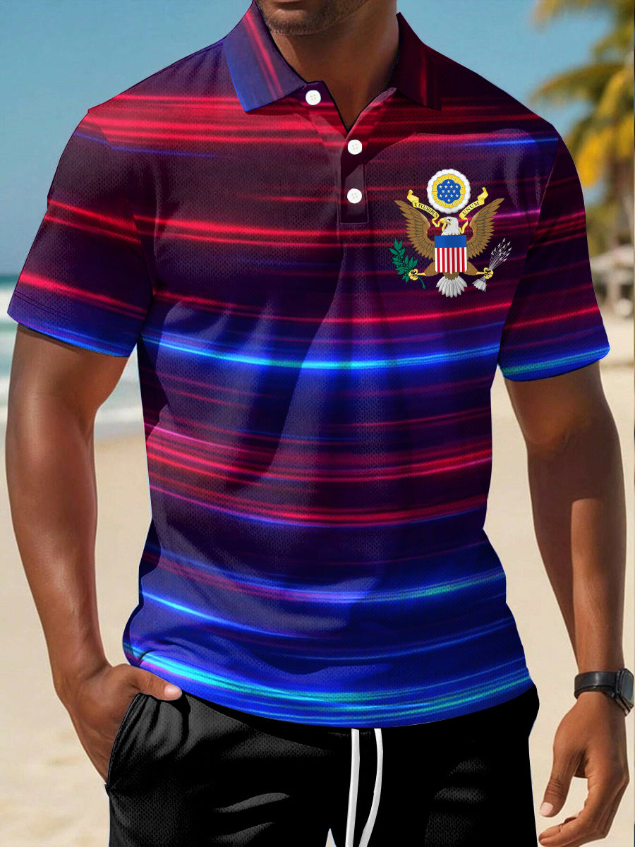 USA Polo Shirt with Patriotic Eagle Print Short Sleeve Gift for American Pride Fans USA Polo Shirt with Patriotic Eagle Print Short Sleeve Gift for American Pride Fans