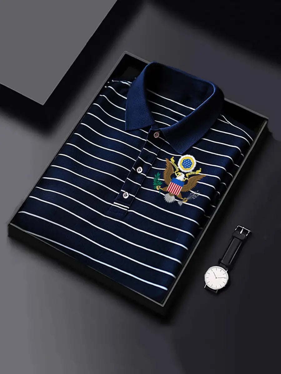 USA Print Polo Shirt Short Sleeve Patriotic Gift for Men with Eagle Design USA Print Polo Shirt Short Sleeve Patriotic Gift for Men with Eagle Design