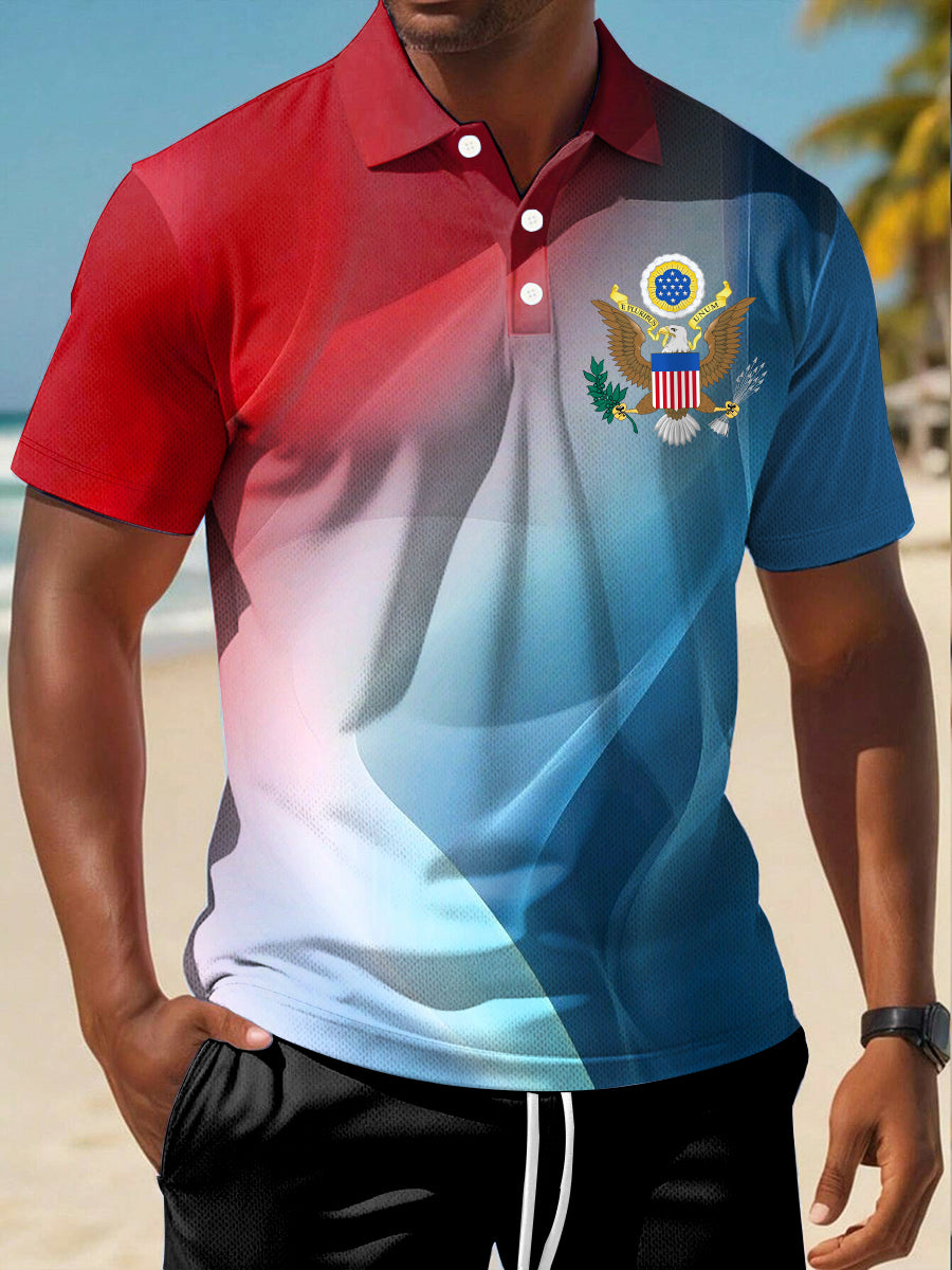 USA Print Short Sleeve Men's Polo Shirt Patriotic Gift for USA Supporters USA Print Short Sleeve Men's Polo Shirt Patriotic Gift for USA Supporters