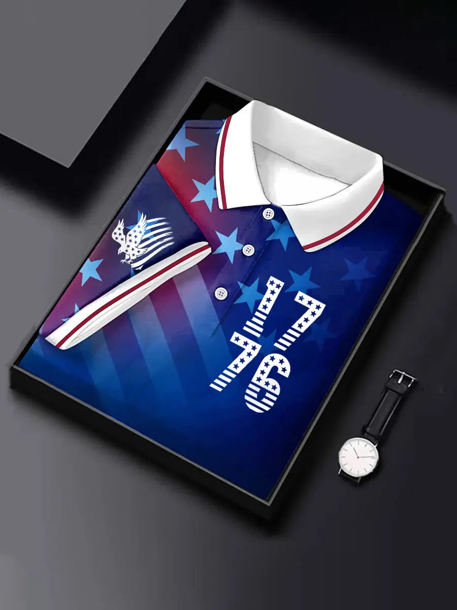USA Print Short Sleeve Polo Shirt Patriotic Gift for American Pride Fans USA Print Short Sleeve Polo Shirt Patriotic Gift for American Pride Fans