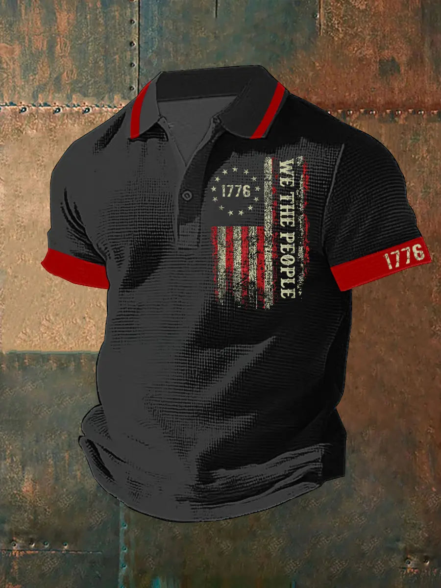 We The People 1776 Men's Polo Shirt Patriotic Gift for Independence Day Supporters We The People 1776 Men's Polo Shirt Patriotic Gift for Independence Day Supporters