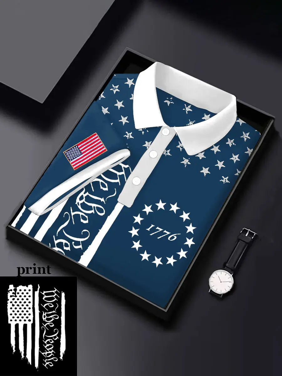 We The People 1776 Polo Shirt American Pride Gift for Patriotic Supporters Casual Wear We The People 1776 Polo Shirt American Pride Gift for Patriotic Supporters Casual Wear