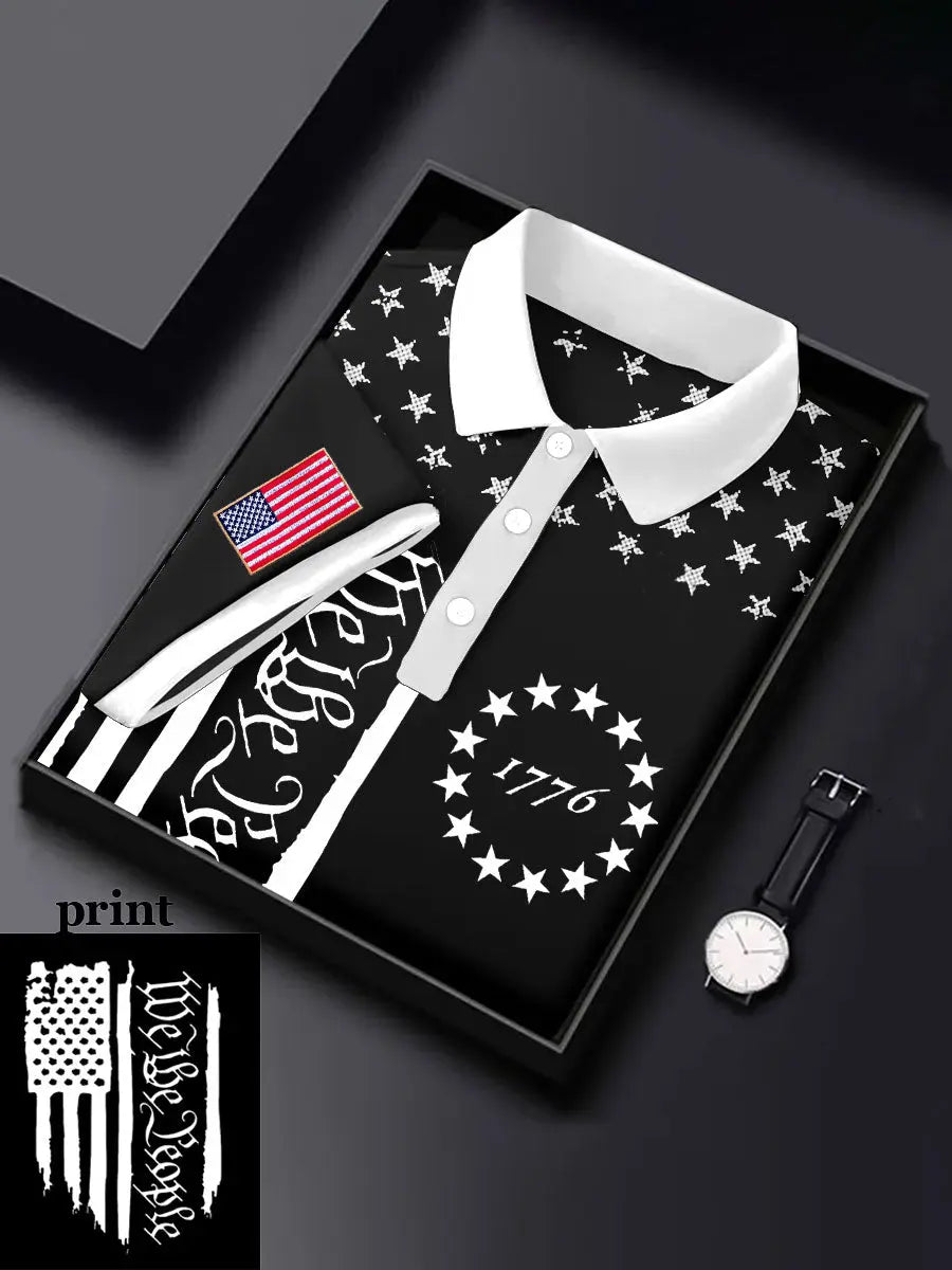 We The People 1776 Polo Shirt American Pride Gift for Patriotic Supporters Casual Wear We The People 1776 Polo Shirt American Pride Gift for Patriotic Supporters Casual Wear