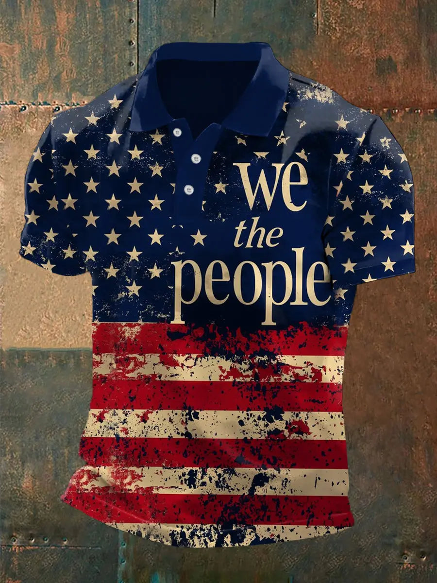 We The People American Flag Polo Shirt Patriotic Gift for Independence Day Fans We The People American Flag Polo Shirt Patriotic Gift for Independence Day Fans