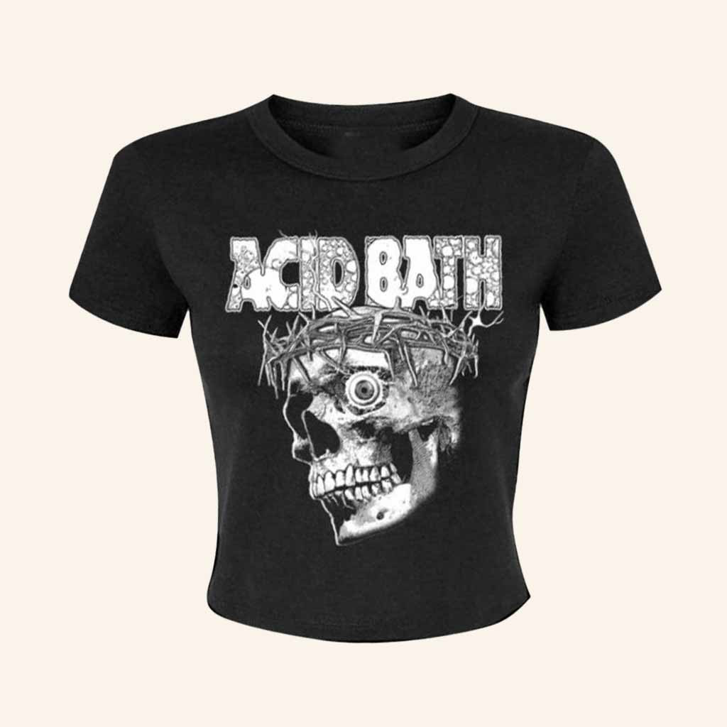 Acid Bath Merch Skull Black T-Shirt Halloween Gift Ideas For Girlfriend Acid Bath Merch Skull Black T-Shirt Halloween Gift Ideas For Girlfriend