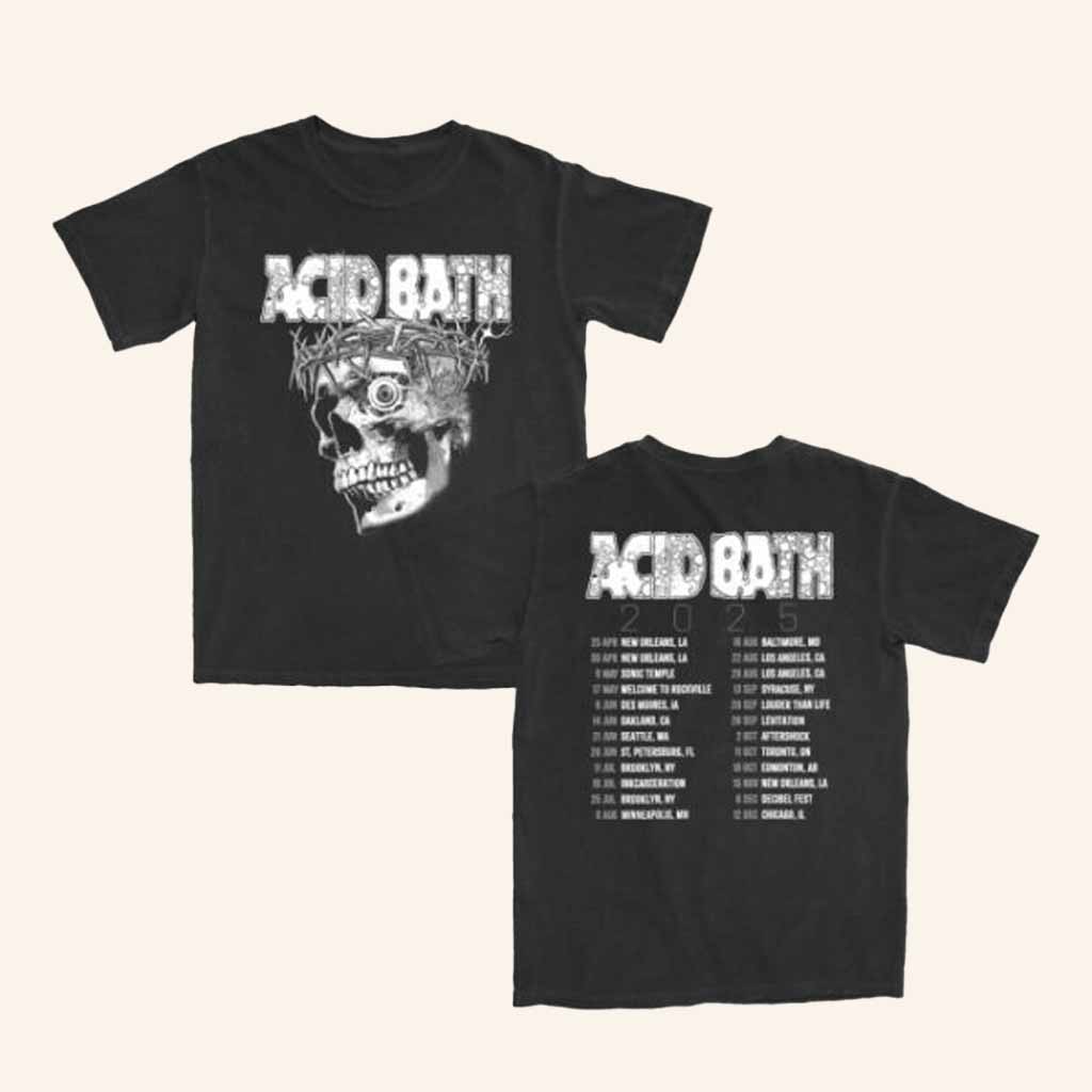 Acid Bath Merch Skull Tour 2025 Shirt Halloween Gift For Rock Music Fans Acid Bath Merch Skull Tour 2025 Shirt Halloween Gift For Rock Music Fans