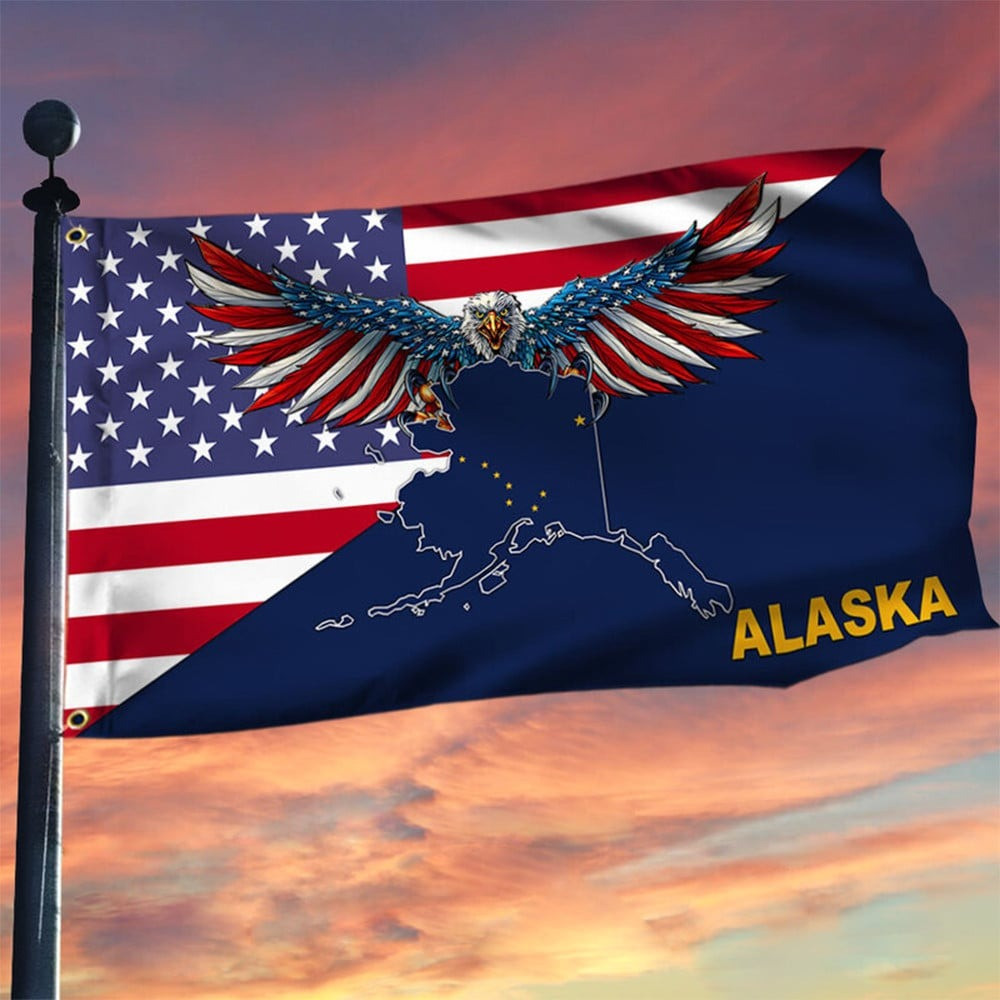 Alaska State Flag Eagle American Flag Patriotic Decorations Outdoor Alaska State Flag Eagle American Flag Patriotic Decorations Outdoor