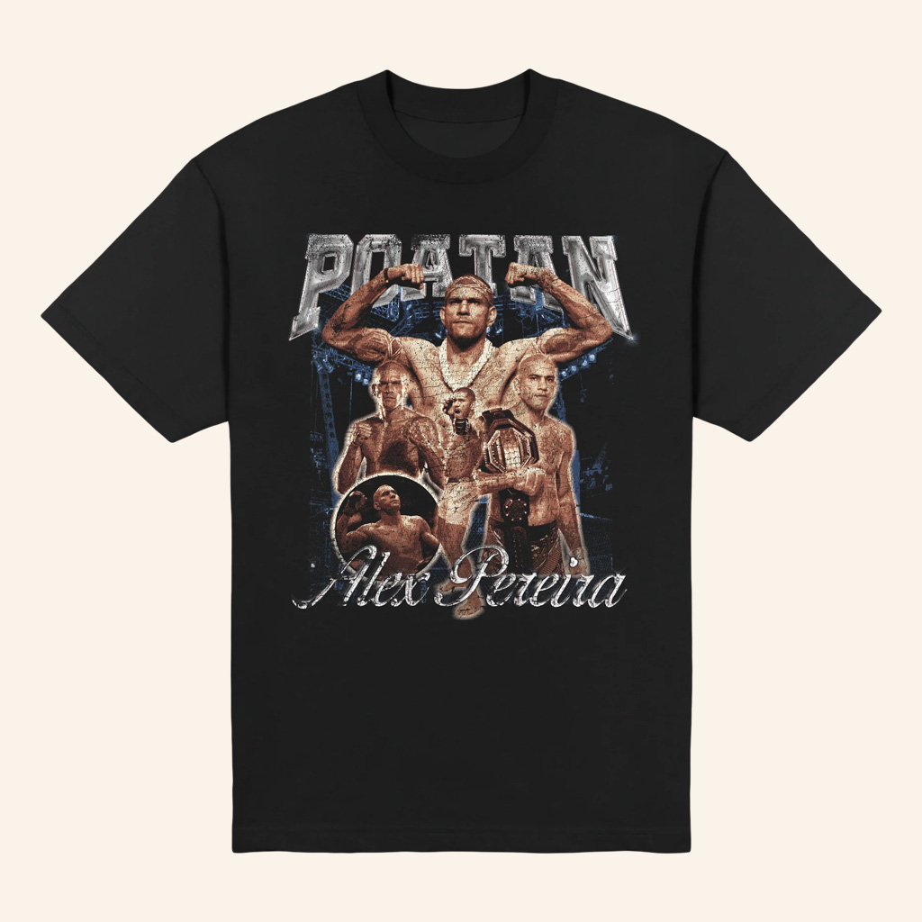 Alex Pereira Merch Poatan Collage Black T-Shirt Best Gift For Fans Alex Pereira Merch Poatan Collage Black T-Shirt Best Gift For Fans