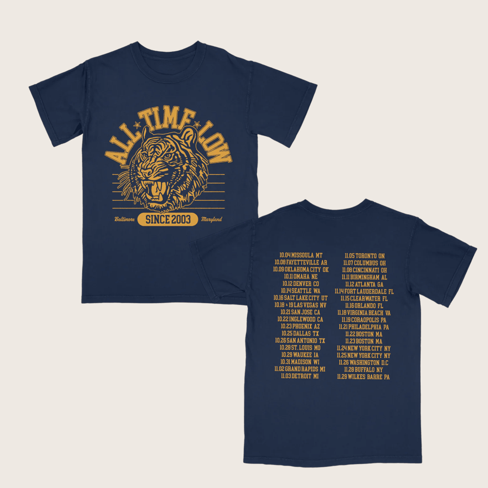 All Time Low Merch All Time Low Tiger Dateback T-Shirt Presents For Music Lovers