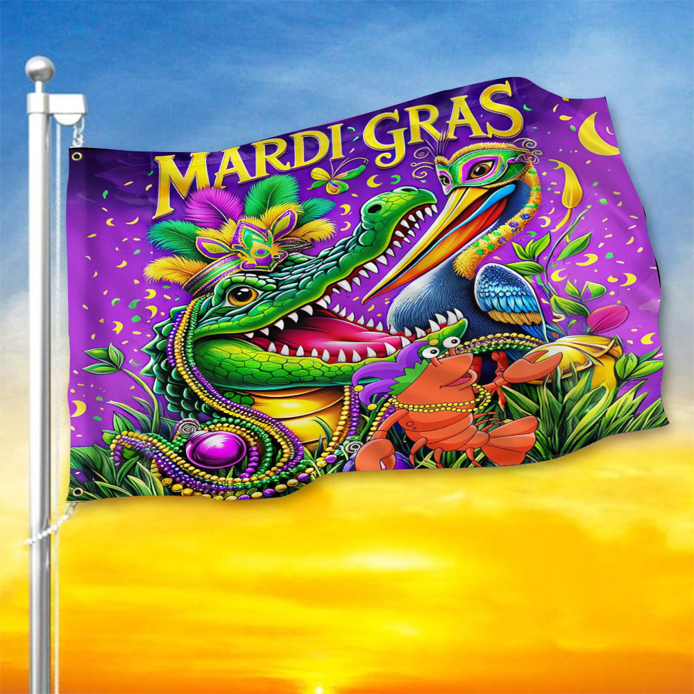 Alligator Crawfish And Pelican Mardi Gras Flag New Orleans Party Mardi Gras Flag Home Decor Alligator Crawfish And Pelican Mardi Gras Flag New Orleans Party Mardi Gras Flag Home Decor