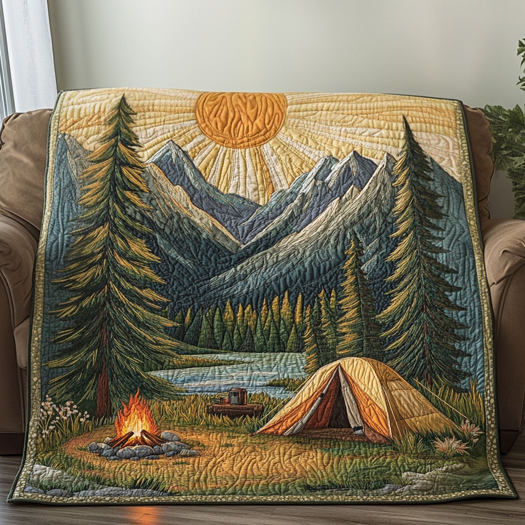 Alpine Glow Quilted Blanket Cute Colorful Blanket Camping Gifts For Him Christmas Alpine Glow Quilted Blanket Cute Colorful Blanket Camping Gifts For Him Christmas