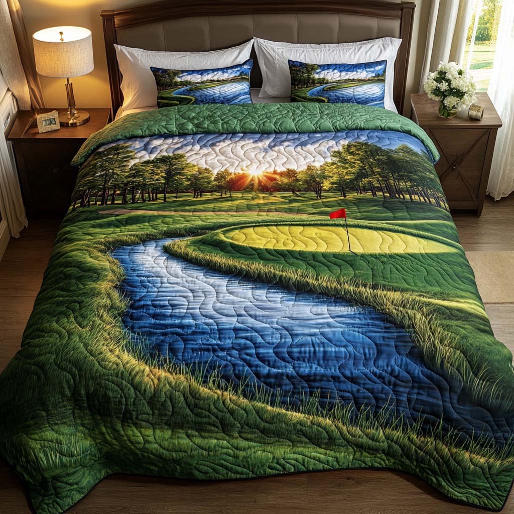 Alpine Golf Course Quilted Bedding Set Duvet Cover Merch Fathers Day Presents Golf Alpine Golf Course Quilted Bedding Set Duvet Cover Merch Fathers Day Presents Golf