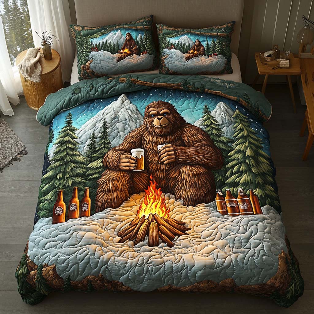 Alpine Sips Quilted Bedding Set Duvet Cover Bed Sheet Set Bigfoot Gifts For Adults Alpine Sips Quilted Bedding Set Duvet Cover Bed Sheet Set Bigfoot Gifts For Adults