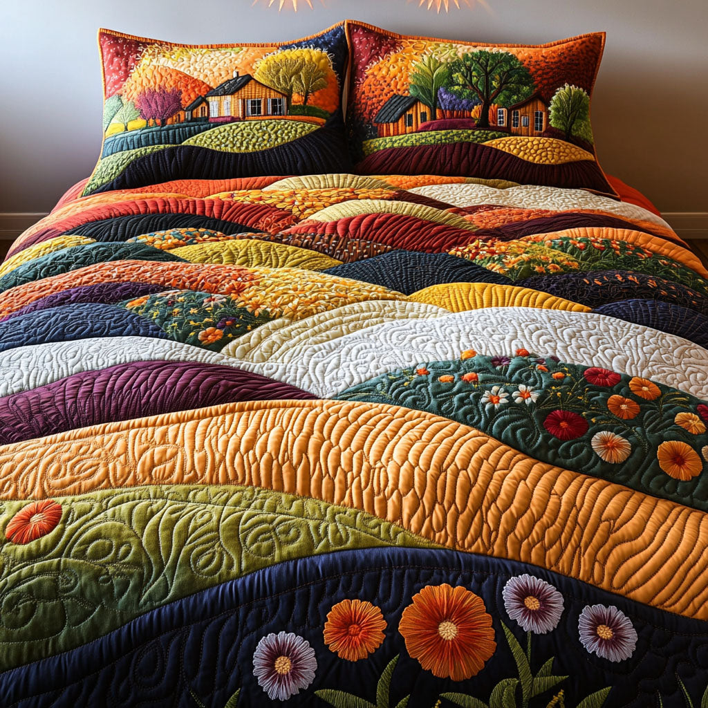 Amber Fields Quilted Bedding Set Duvet Cover Merch Sunflower Theme Gifts Merchandise Amber Fields Quilted Bedding Set Duvet Cover Merch Sunflower Theme Gifts Merchandise