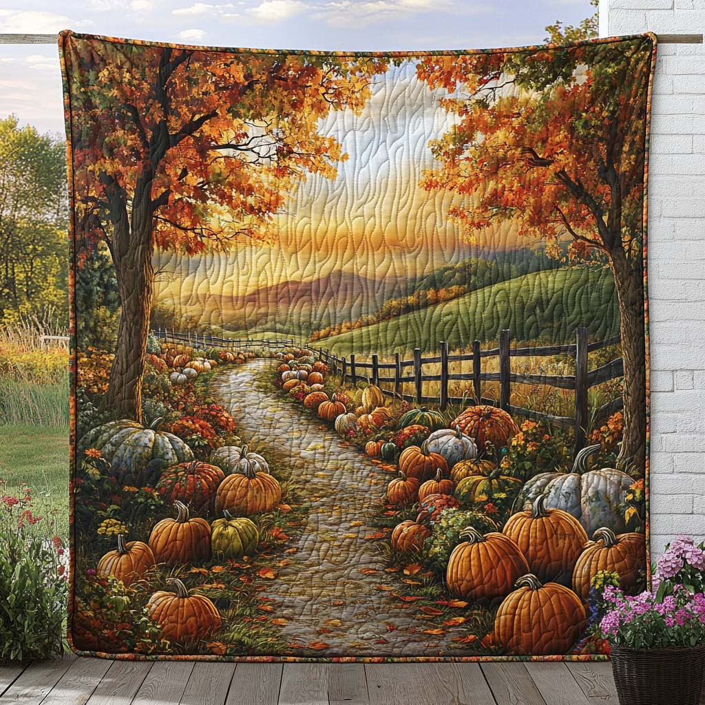 Amber Forest Trail Quilted Blanket Cute Colorful Blanket Fall Autumn Gifts For Her