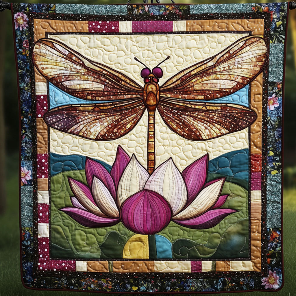 Amber Glow Quilted Blanket Cute Colorful Blanket Dragonfly Gift Ideas