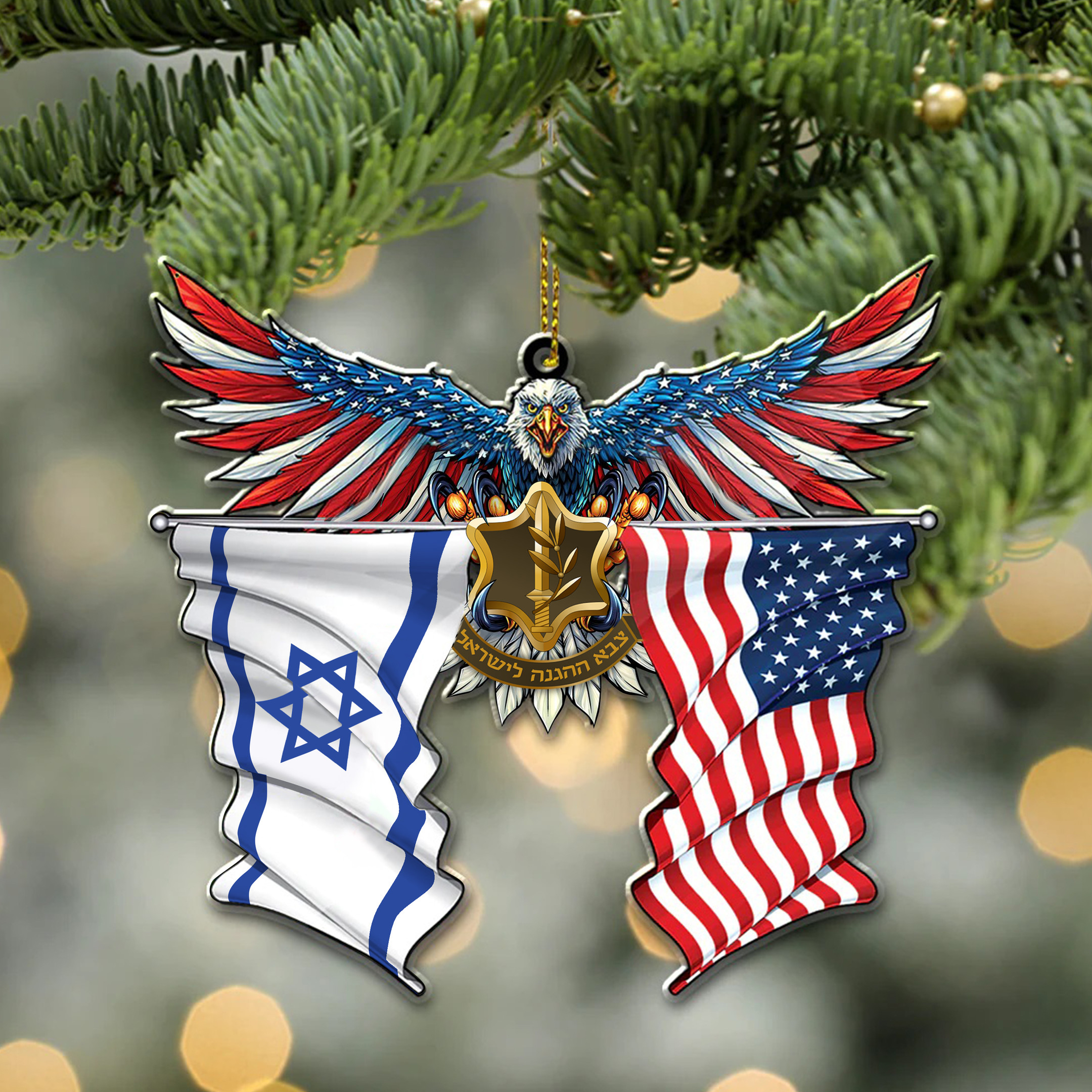 American And Israeli Flag Together Eagle Ornament Support Israel Christmas Ornaments Decor American And Israeli Flag Together Eagle Ornament Support Israel Christmas Ornaments Decor