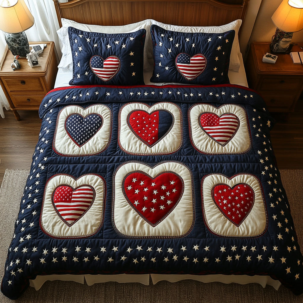 American Heartbeat Quilted Bedding Set Duvet Cover Bedspreads Patriotic Gifts For Women American Heartbeat Quilted Bedding Set Duvet Cover Bedspreads Patriotic Gifts For Women