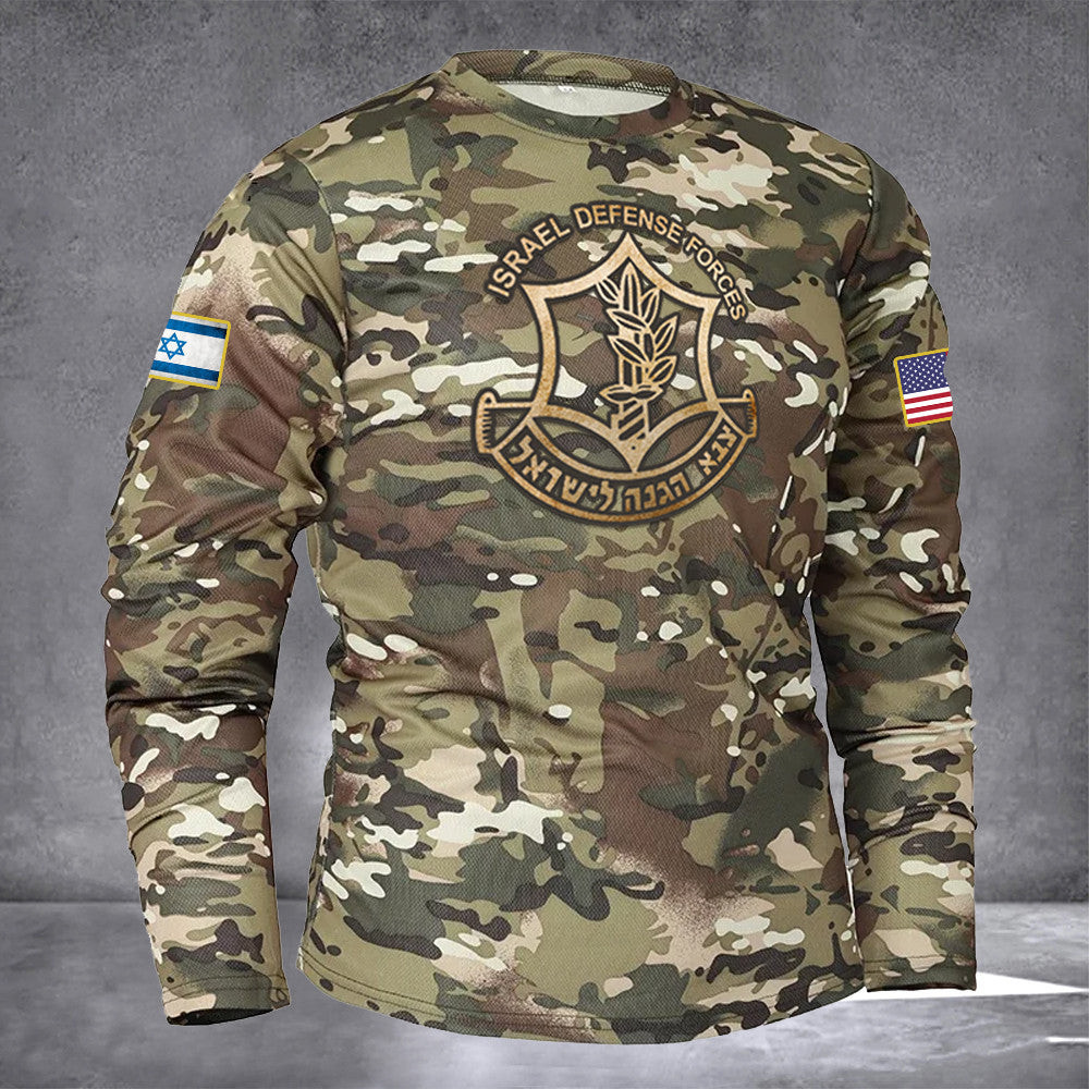 American I Stand With Israel Camo Rash Guard Israel Defense Forces Sportswear IDF Merch American I Stand With Israel Camo Rash Guard Israel Defense Forces Sportswear IDF Merch