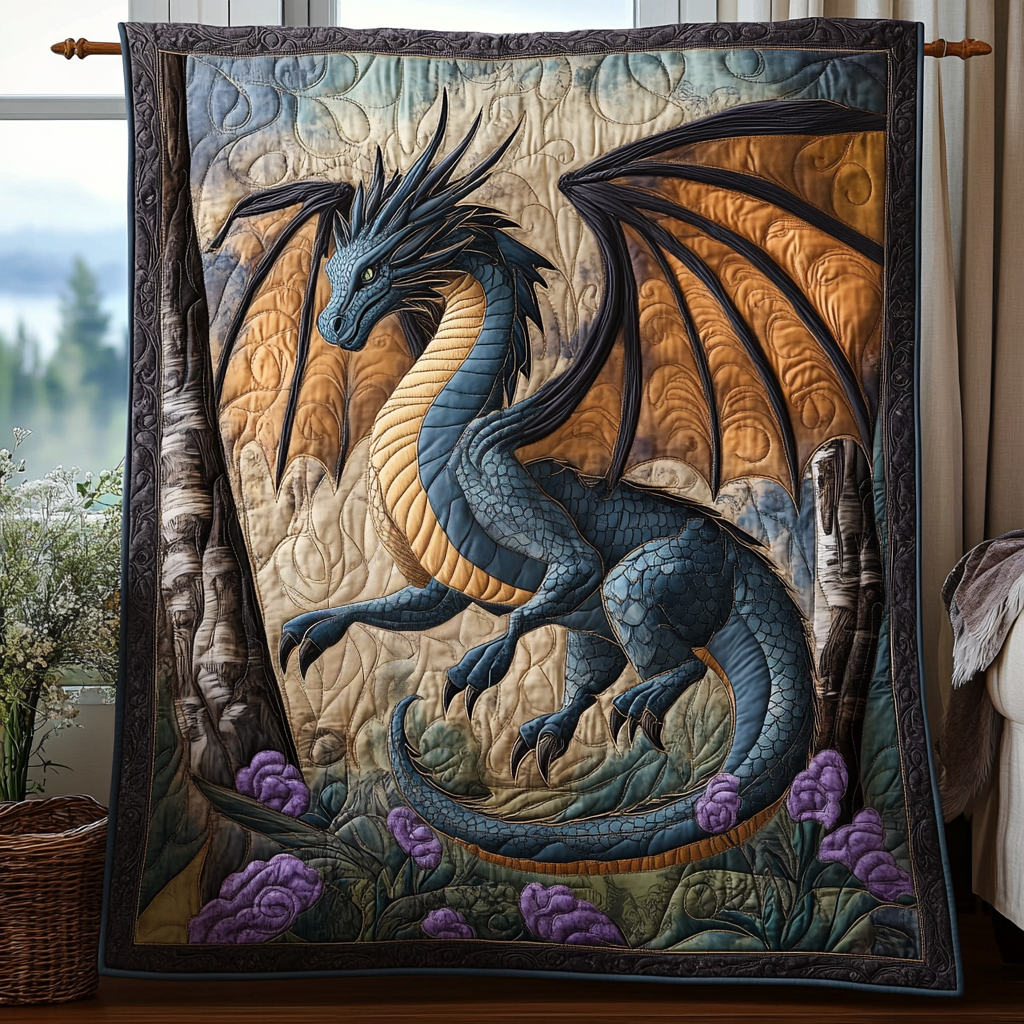 Ancient Wyrm Quilted Blanket Cute Colorful Blanket Dragon Themed Gifts Christmas Ancient Wyrm Quilted Blanket Cute Colorful Blanket Dragon Themed Gifts Christmas