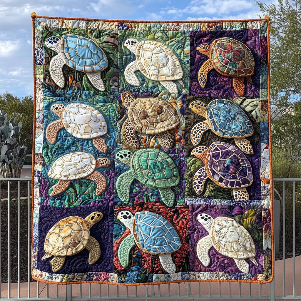 Aqua Drift Quilted Blanket Cute Colorful Blanket Presents For Turtle Lovers Aqua Drift Quilted Blanket Cute Colorful Blanket Presents For Turtle Lovers