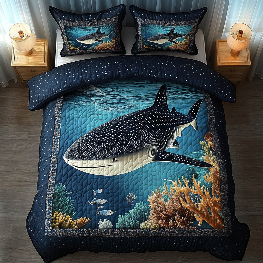 Aqua Voyager Quilted Bedding Set Duvet Cover Bedspreads Grea Best Gifts For Whale Lovers