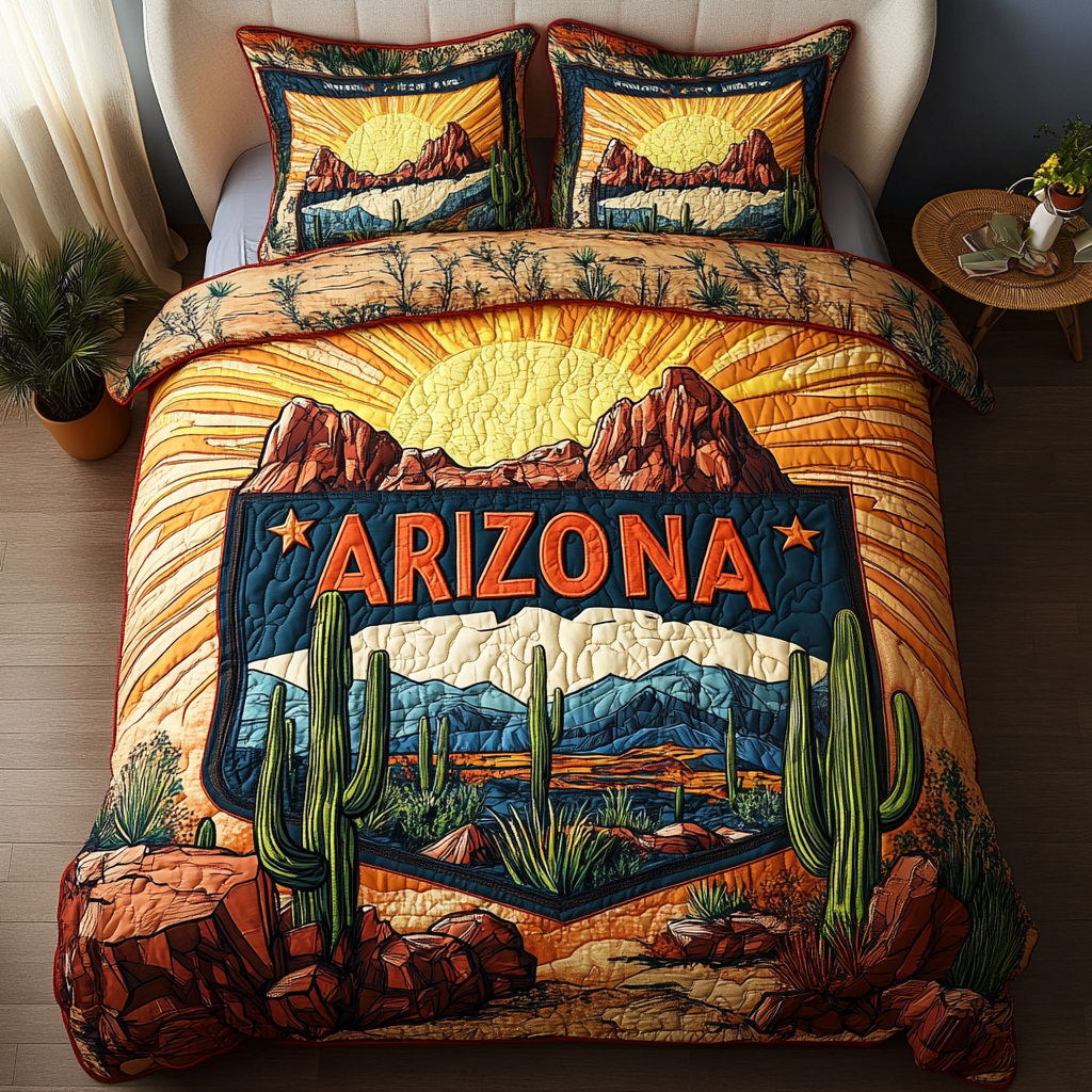 Arizona Adventure Quilted Bedding Set Duvet Cover Bedspread Cactus Themed Birthday Presents Arizona Adventure Quilted Bedding Set Duvet Cover Bedspread Cactus Themed Birthday Presents
