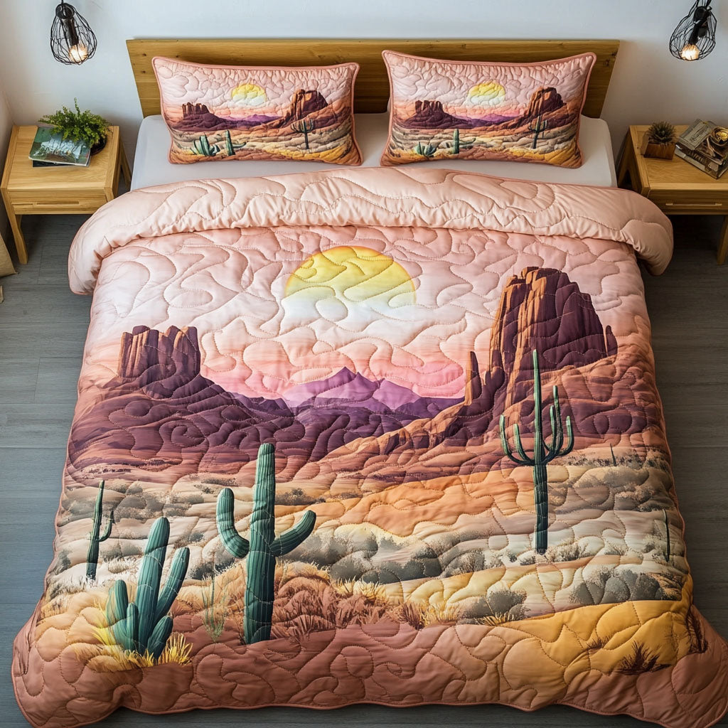 Arizona Bloom Quilted Bedding Set Duvet Cover Bedspread Cactus For Birthday Gift