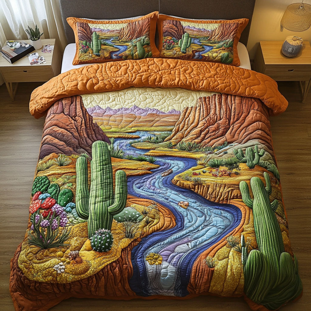 Arizona Cactus Quilted Bedding Set Duvet Cover Bedspread Cactus Inspired Gifts
