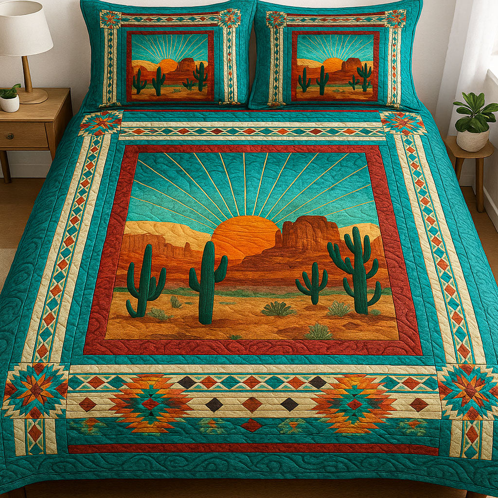 Arizona Cactus Quilted Bedding Set Duvet Cover Bedspread Unique Cactus Gifts