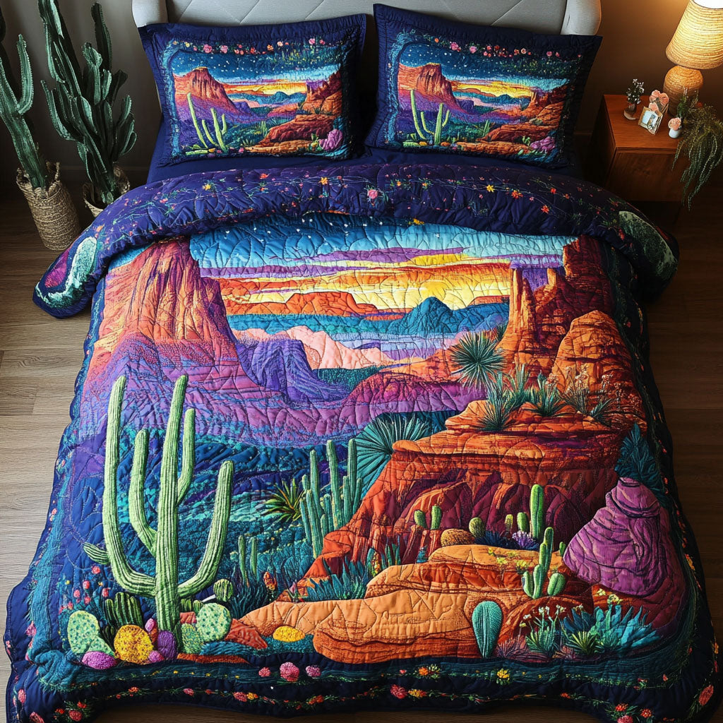 Arizona Glow Quilted Bedding Set Duvet Cover Bed Sheet Set Awesome Gifts For Cactus Lovers Arizona Glow Quilted Bedding Set Duvet Cover Bed Sheet Set Awesome Gifts For Cactus Lovers