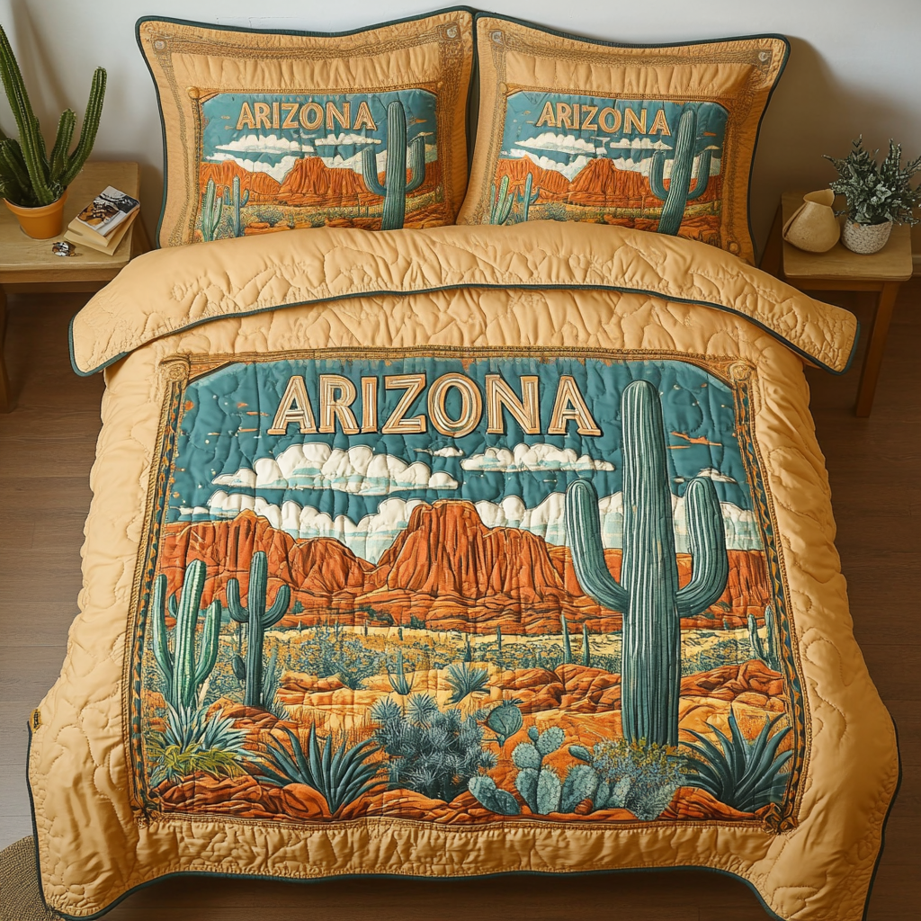Arizona Glow Quilted Bedding Set Duvet Cover Bedspread Cactus Gifts For Mom Mother's Day Arizona Glow Quilted Bedding Set Duvet Cover Bedspread Cactus Gifts For Mom Mother's Day