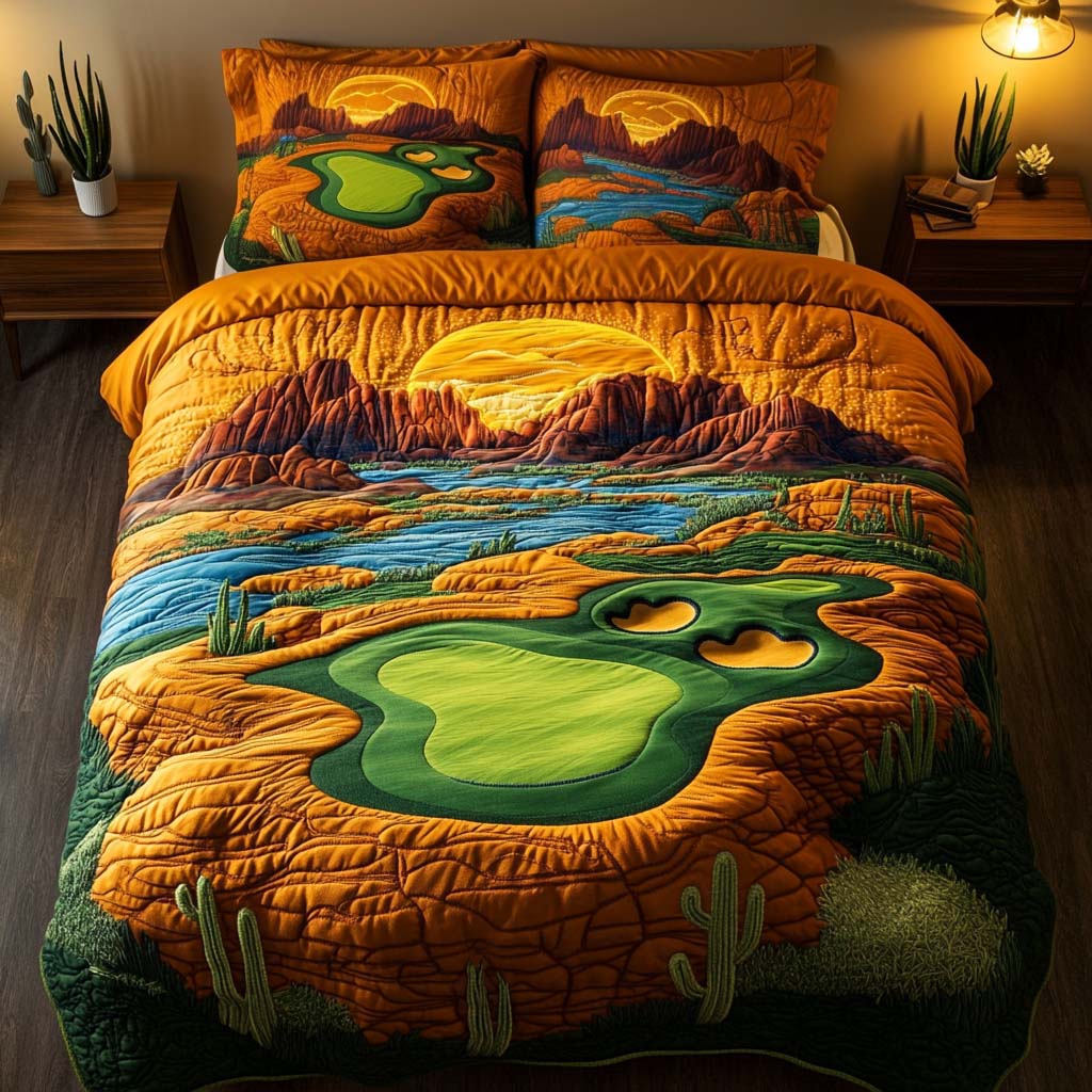 Arizona Golf Sunrise Quilted Bedding Set Duvet Cover Bedspreads Gifts For Cactus Lovers Arizona Golf Sunrise Quilted Bedding Set Duvet Cover Bedspreads Gifts For Cactus Lovers