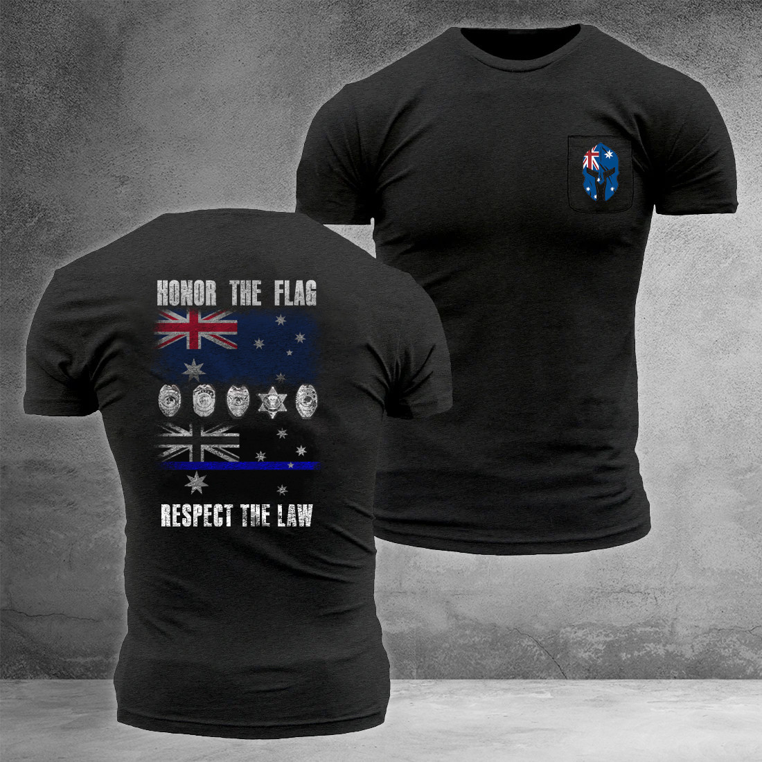 Australia Thin Blue Line T-Shirt Honor The Flag Respect The Law Support Police Merch Australia Thin Blue Line T-Shirt Honor The Flag Respect The Law Support Police Merch