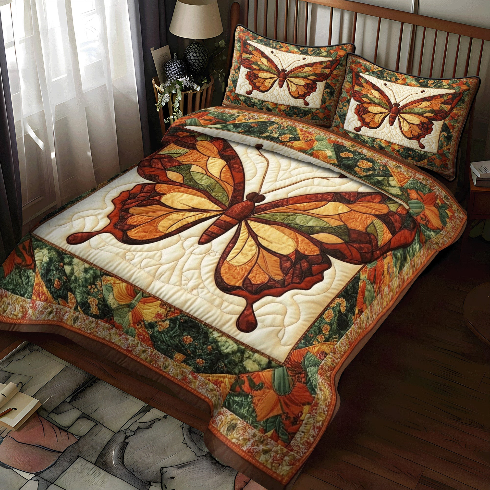 Autumn Butterfly Quilted Bedding Set Duvet Cover Bed Sheet Set Butterfly Gifts Mother's Day Autumn Butterfly Quilted Bedding Set Duvet Cover Bed Sheet Set Butterfly Gifts Mother's Day