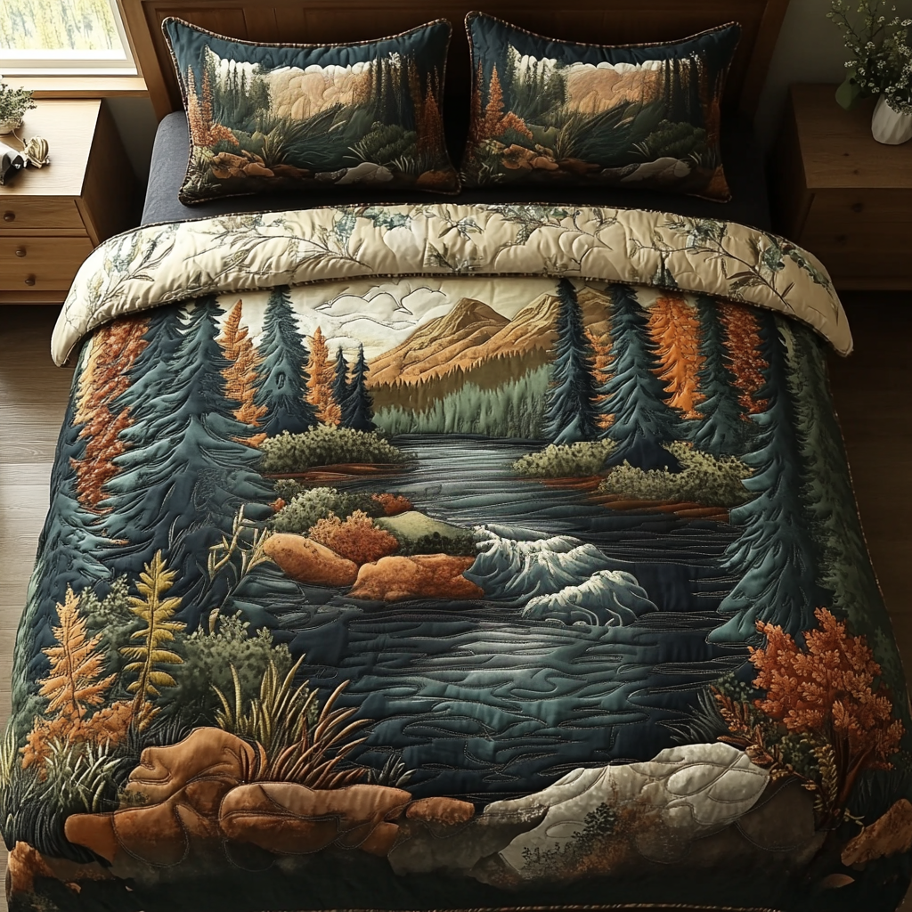 Autumn Forest Breeze Quilted Bedding Set Duvet Cover Bedspread Gift Ideas For Fall Autumn Forest Breeze Quilted Bedding Set Duvet Cover Bedspread Gift Ideas For Fall