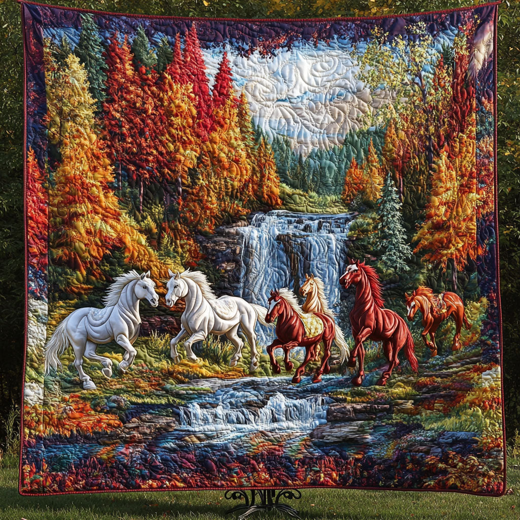 Autumn Gallop Quilted Blanket Cute Throw Blanket Horse Themed Gifts For Adults Autumn Gallop Quilted Blanket Cute Throw Blanket Horse Themed Gifts For Adults